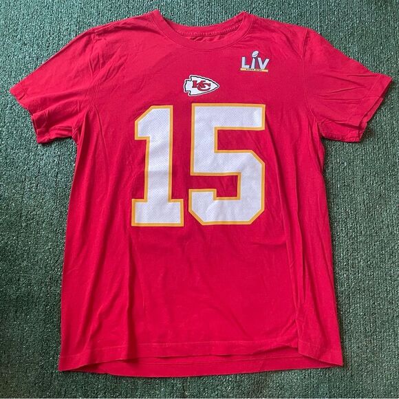 Nike Patrick Mahomes Kansas City Chiefs Super Bowl LIV #15 Jersey T Shirt Large - Picture 1 of 6